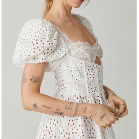 For Love and Lemons Becca Mini Dress Small Ivory - Picture 10 of 11